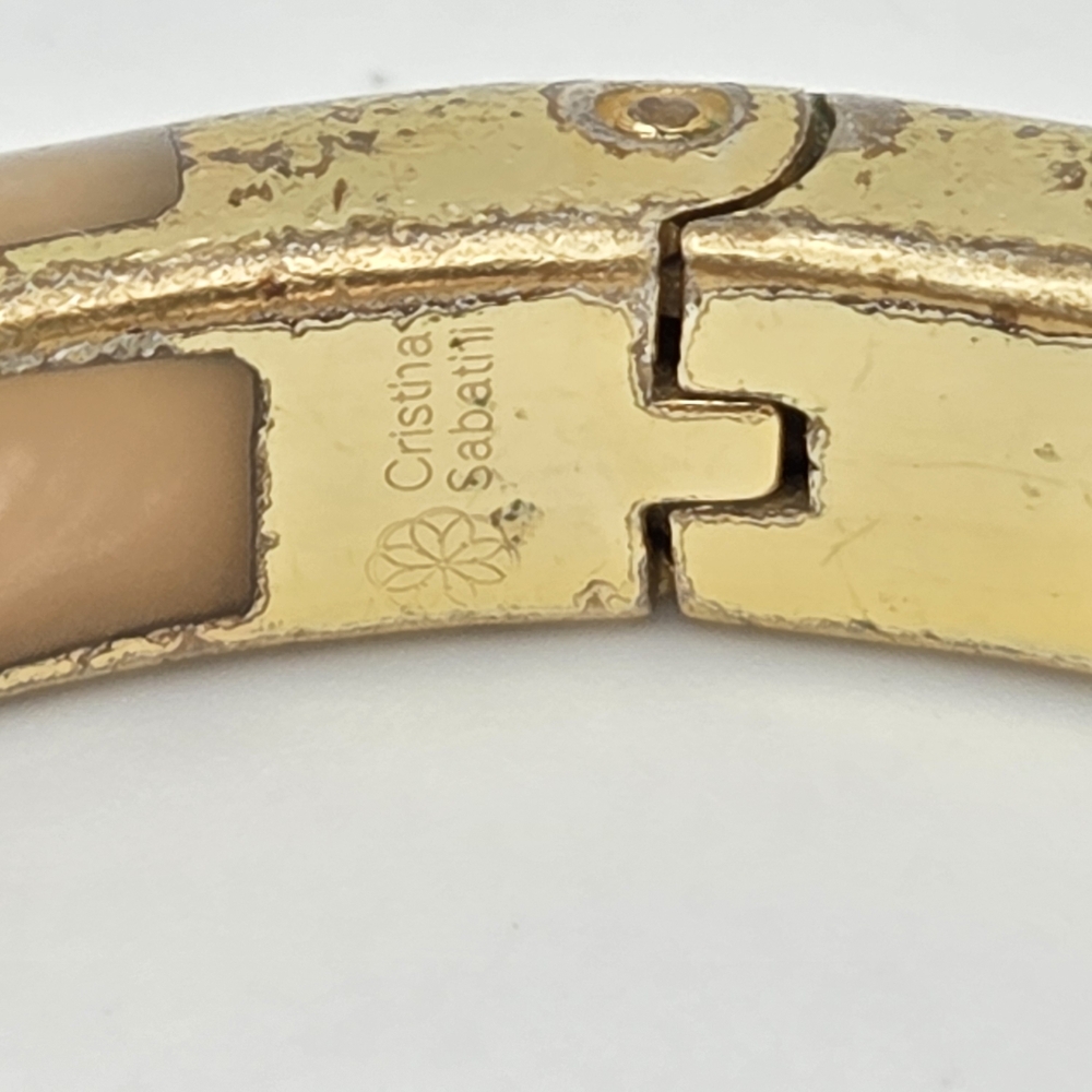 Cristina Sabatini Designer 18K Gold Plated Resin Clamper Bangle - Picture 13 of 16